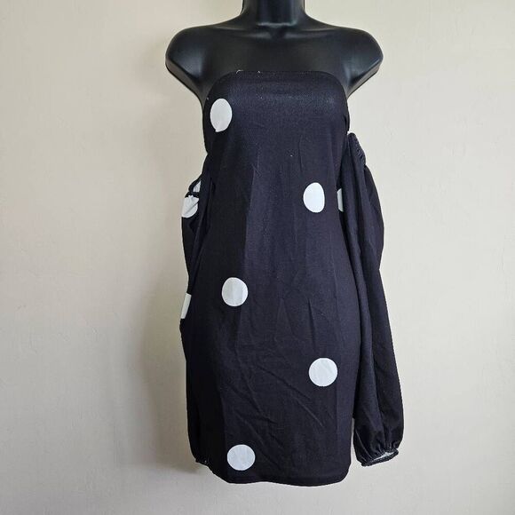 NWT Nasty Gal Huge Spot Balloon Sleeve Mini Dress - Picture 1 of 9